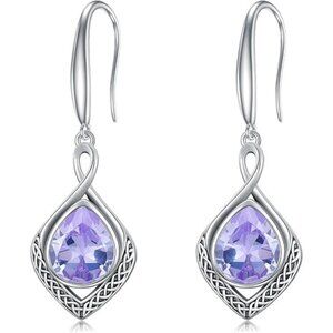 02-June BIrthstone Celtic Knot Filigree 925 Silver Infinity Earrings